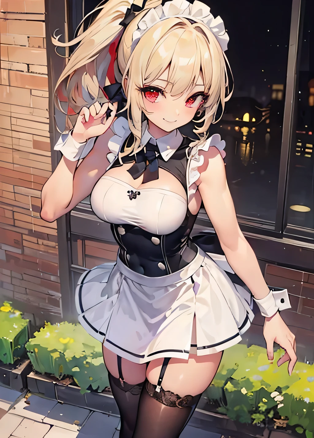 small loli,beast ear,whaite hair,red - eyed,Moe Moe,busty figure,Unbelievable pose,Torn clothes,kneeling to sitting on the ground,Flushed complexion,the maid outfit,photorealestic,Realiy