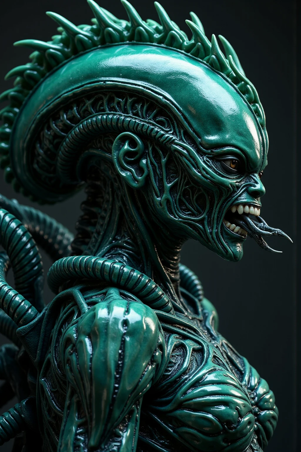 (((Extreme close-up Xenomorph Medusa snakes like hair Greek mythology surreal and cinematographic images Color Splash images)),(((Front Images)))