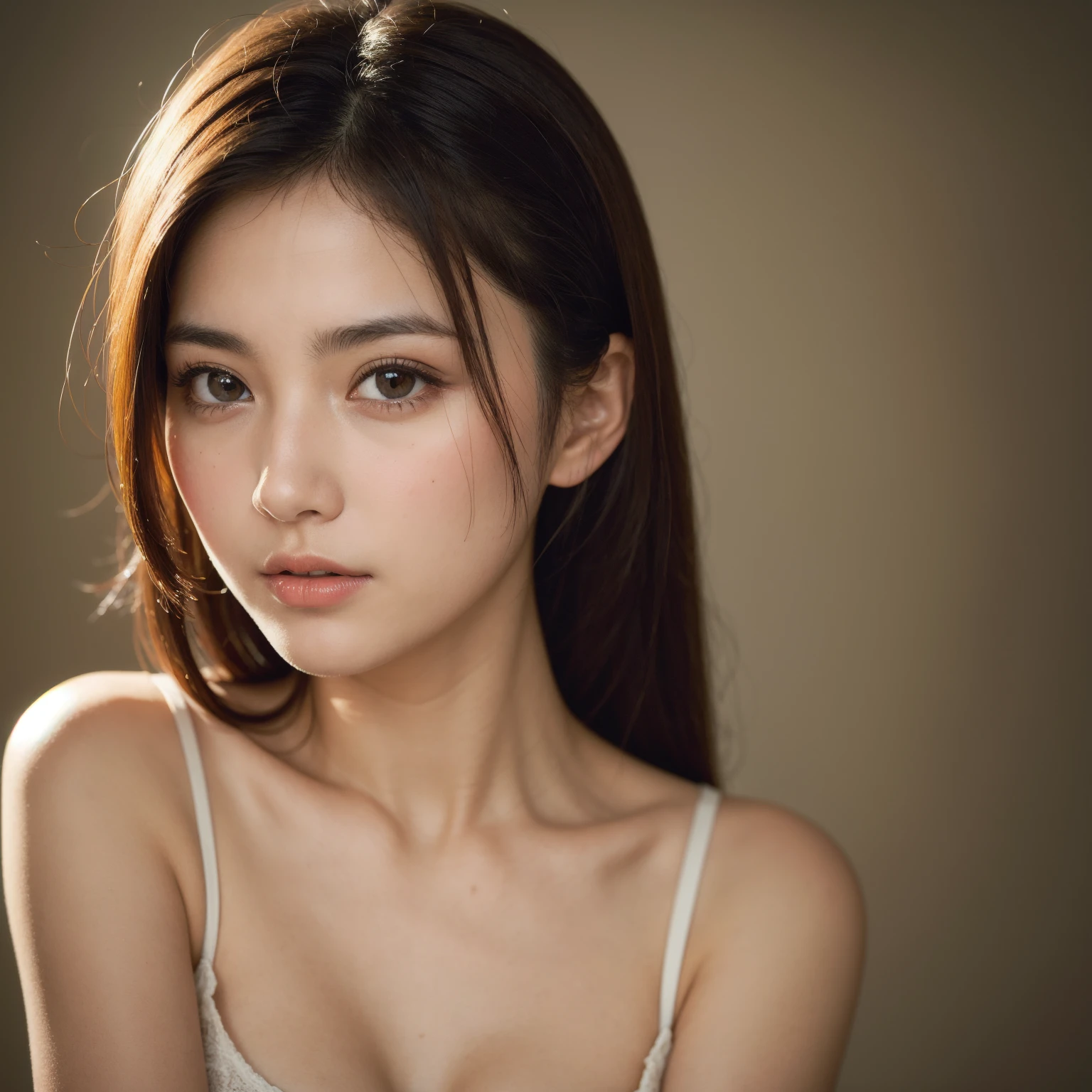 (Raw photo, Best Quality), ((nostalgia,Cile in the 1980s)),(Girl in a literary atmosphere:1.2),(Realistic, Photorealsitic:1.3), Extremely delicate and beautiful, amazing, finely detail, (Huge boobs:1.3), masutepiece, Ultra-detailed, hight resolution,Best Illustration, Best Shadow,Convoluted,depth of fields,(closeup portrait of a young beautiful woman:1.2),Long hair,hair messy,((((lowkey,Dark Scene,The dim)))),(((Soft lighting:1.4))),(pale skin:1.4),(Shy smile),(Cinematic Angle),Sharp Focus, Volumetric fog, 8K UHD, Digital SLR, High quality,( Film grain:1.4), FUJI XT3,(Looking at Viewer), pale skin