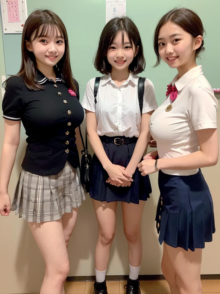 the Extremely Detailed CG Unity 8K Wallpapers、top-quality、ultra-detailliert、masterpiece、realisitic、Photo Real、Two very detailed cute girls、20yr old、(skirt rift)、(skirt lift by yourself))、white panties、panties focus、red blush、cparted lips、looking at the viewers、Semi-body shot、Wearing a ruffled shirt、crowd、Crowded city、