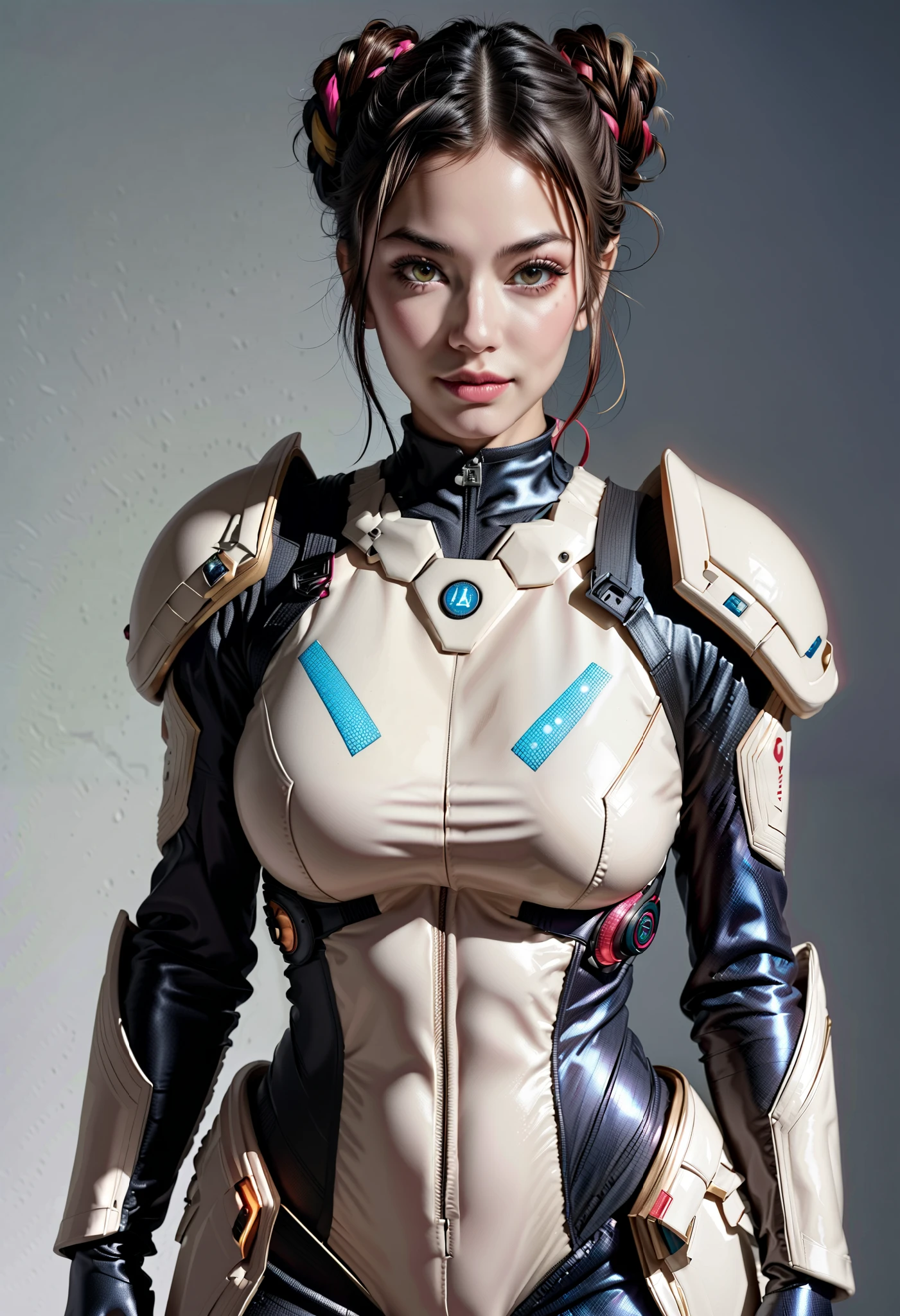Highest quality, Ultra-high resolution, (Realism: 1.4), Depth of written boundary, ((Very beautifully detailed face)),Beautiful Face, (Purelos Face_v1: 0.8), Half Body, | | One girl, Medium Chest, (Gray Hair: 1.3), An innocent smile, Natural Makeup, | | | model pose, | | (Spacesuit: 1.3), (Blue Armor: 1.3), Exquisite design, | | ((White simple background)), performer_(NULL), moonlight, night, (((Natural big breasts:1.6)))