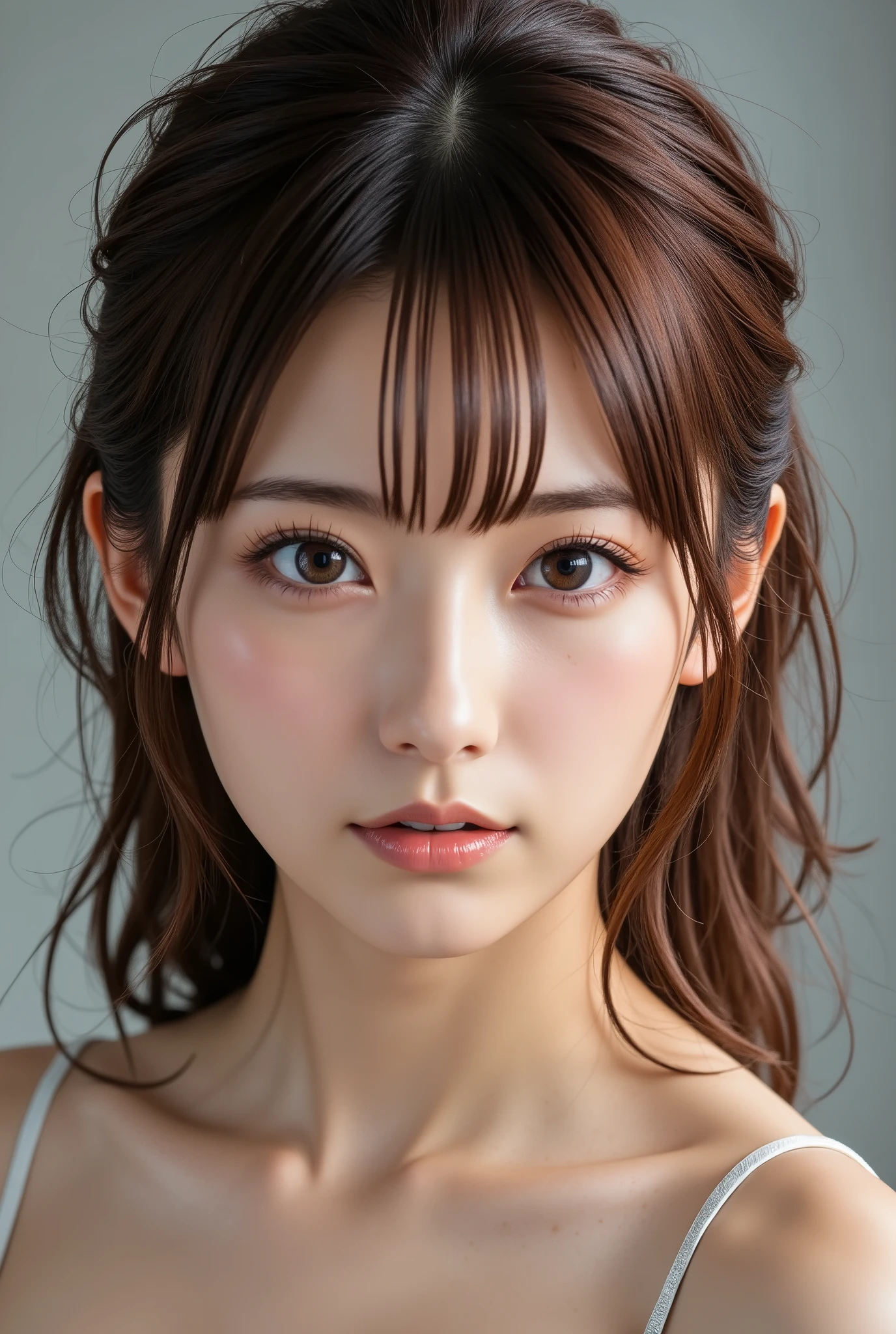 devastatingly beautiful, with the same golden-brown hair and sharp blue-grey eyes. She has full lips with defined features and a thinner. She has an impeccable posture and stands very tall, a queen in her own right.