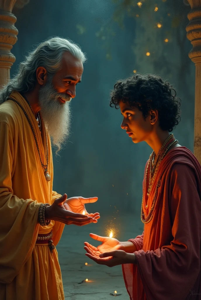To create an AI image of a priest (bhatji) and a young boy priest at a "Munja" ceremony, the prompt could include details like their traditional attire, the sacred thread (yajnopavita), and the ceremony setting with decorations. Here's a suitable caption for the image:
**"A sacred bond is forged, passing wisdom and tradition from one generation to the next."**
Bald boy and bhatji in havan