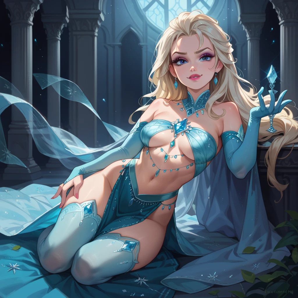 exquisite (((ice princess))), Dress elegantly (((Ice blue themed princess dress))), ประดับประดาด้วยความexquisite ((details)) and luxurious ((Link accent)), With flowing blonde hair and bright pink lips., paired with brilliance ((ice crown)), astride the king (((ice dragon))), Its scales shone like crystal and its elegant form radiated a coldness that made everything around it freeze.