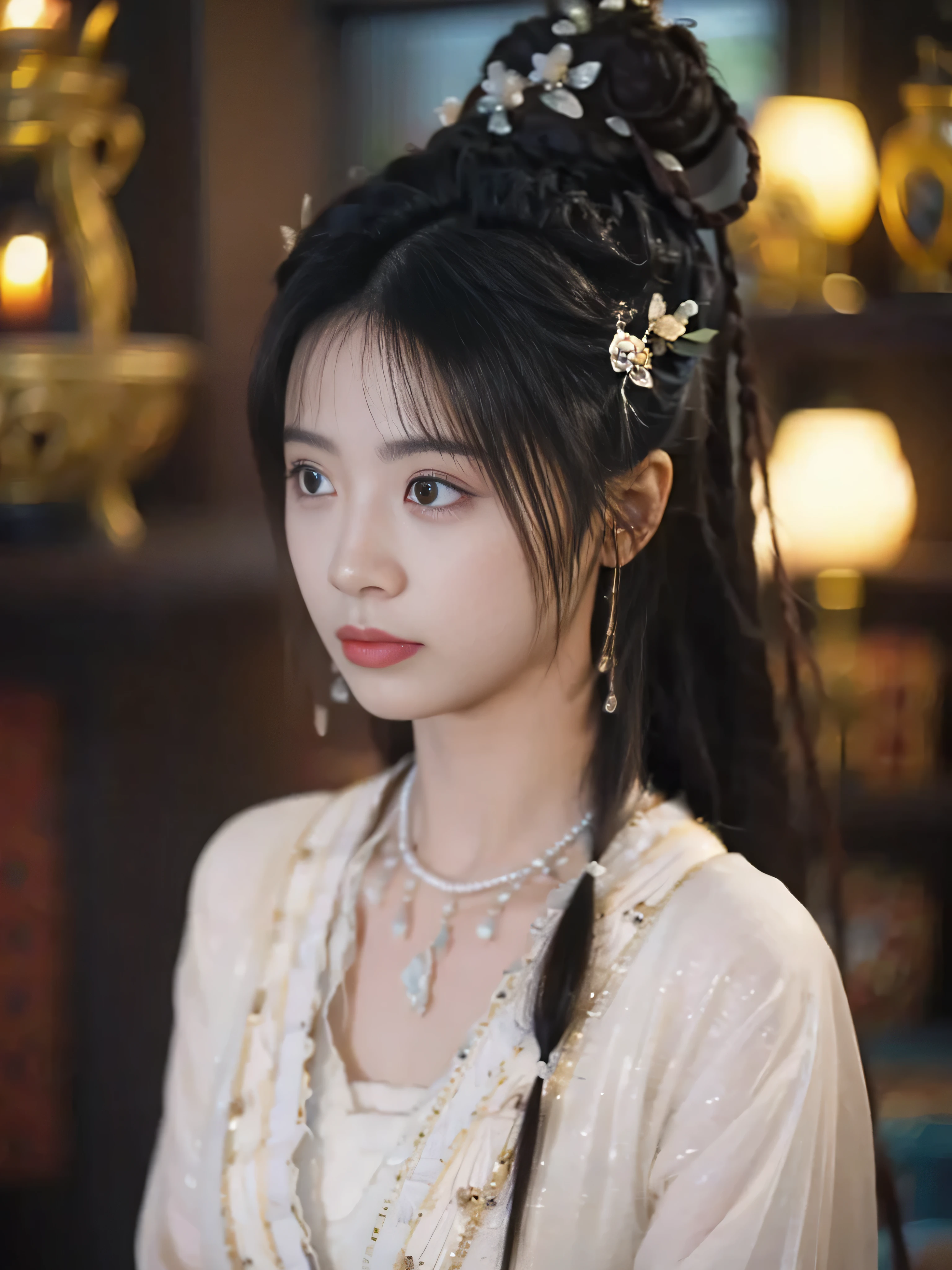 a beautiful girl,There is no bun on the head