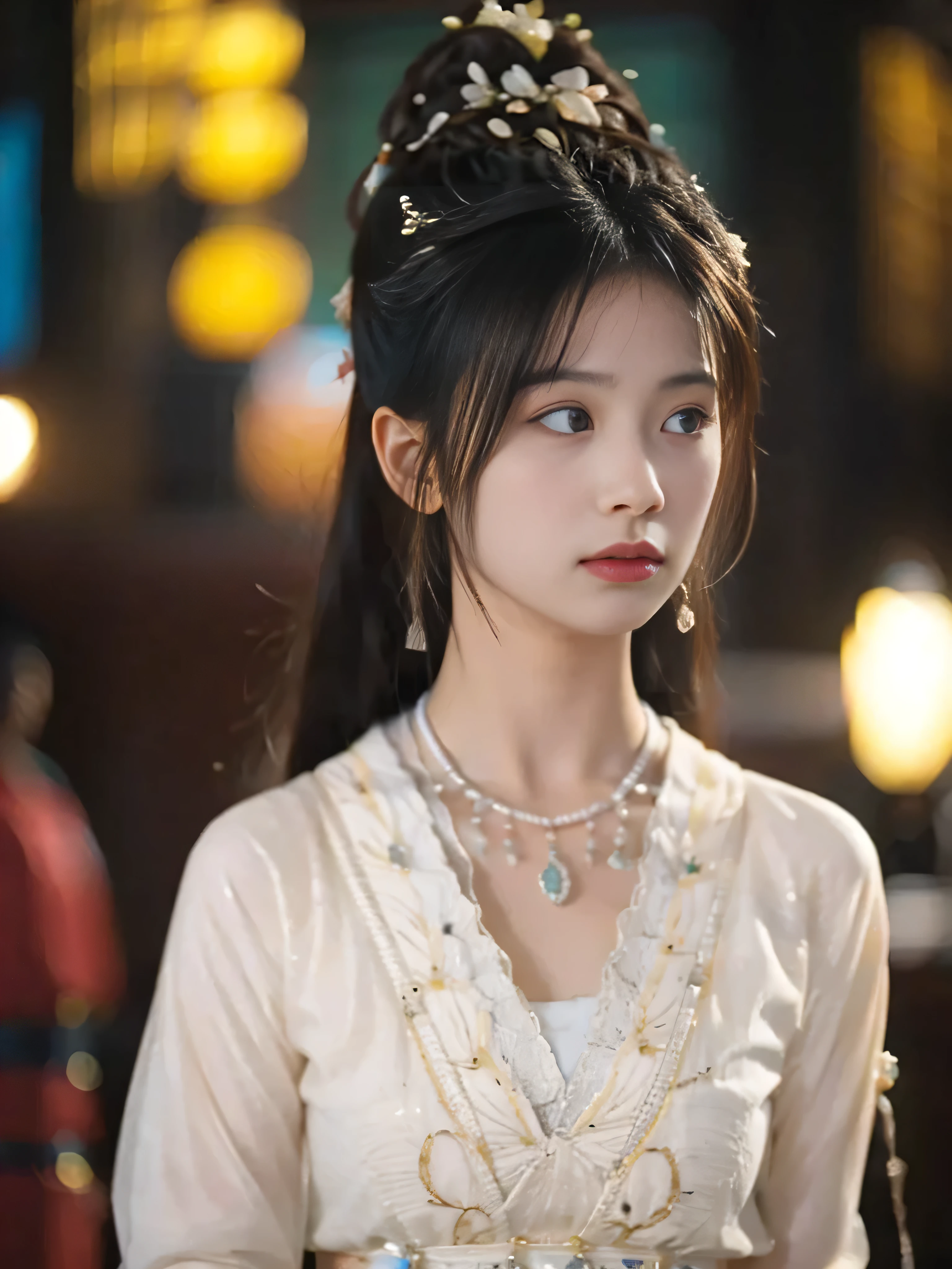  a beautiful girl,There is no bun on the head