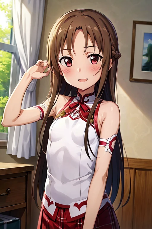 lingyinhuang, <lora:lingyin huang s2-lora-nochekaiser:1>,
lingyin huang, long hair, brown hair, ribbon, twintails, (green eyes:1.3), hair ribbon, fang, smile, open mouth,
BREAK dress, sleeveless, hair bun, double bun, chinese clothes, china dress, side slit,
BREAK indoors,
BREAK looking at viewer, (cowboy shot:1.5),
BREAK <lyco:GoodHands-beta2:1>, (masterpiece:1.2), best quality, high resolution, unity 8k wallpaper, (illustration:0.8), (beautiful detailed eyes:1.6), extremely detailed face, perfect lighting, extremely detailed CG, (perfect hands, perfect anatomy),