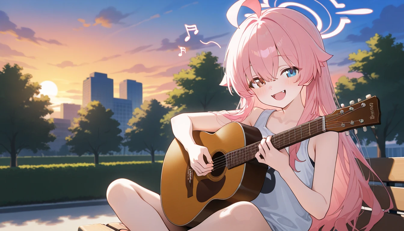 score_9, score_8_up, score_7_up, score_6_up, score_5_up, score_4_up, a girl playing guitar gotoh hitori from bocchi the rock!, sunset, cherry blossoms, blonde hair, pink hair, one side up, sitting
<lora:ka_style_xl_v2-000021:.8>