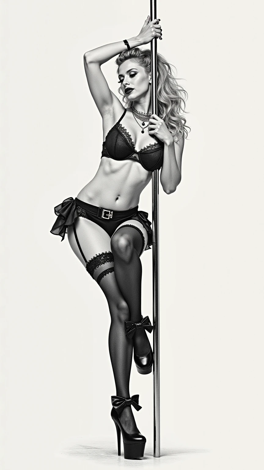 A sexy blonde woman sitting in black panties and with a whip on an old 45 rpm record cover with a green horizontal stripe at the top of the cover