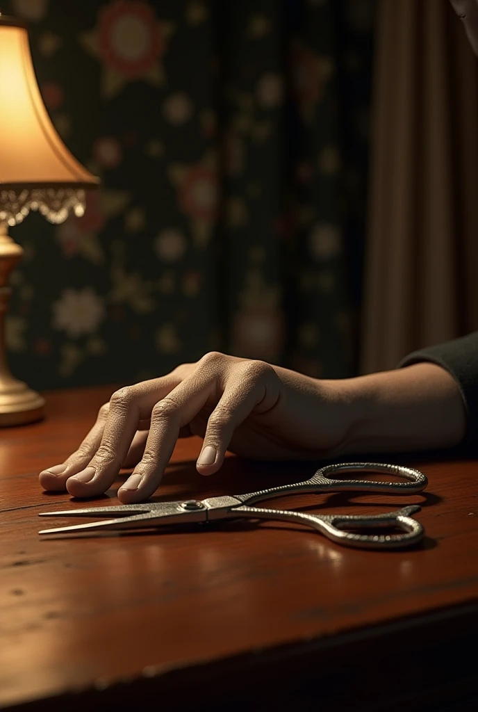 crime scene photography, police office table, ((close up of severed finger only)), no hands, severed human thumb close up, stack of old photos underneath, cup of coffee, black burned finger, female finger, red nail, (black skin), damaged finger, detailed skin, crime scene examination, detailed objects, ultra detalization, cinematic lightning, studio light, sharp focus, logic anatomy, natural proportions, high quality, ultra details,