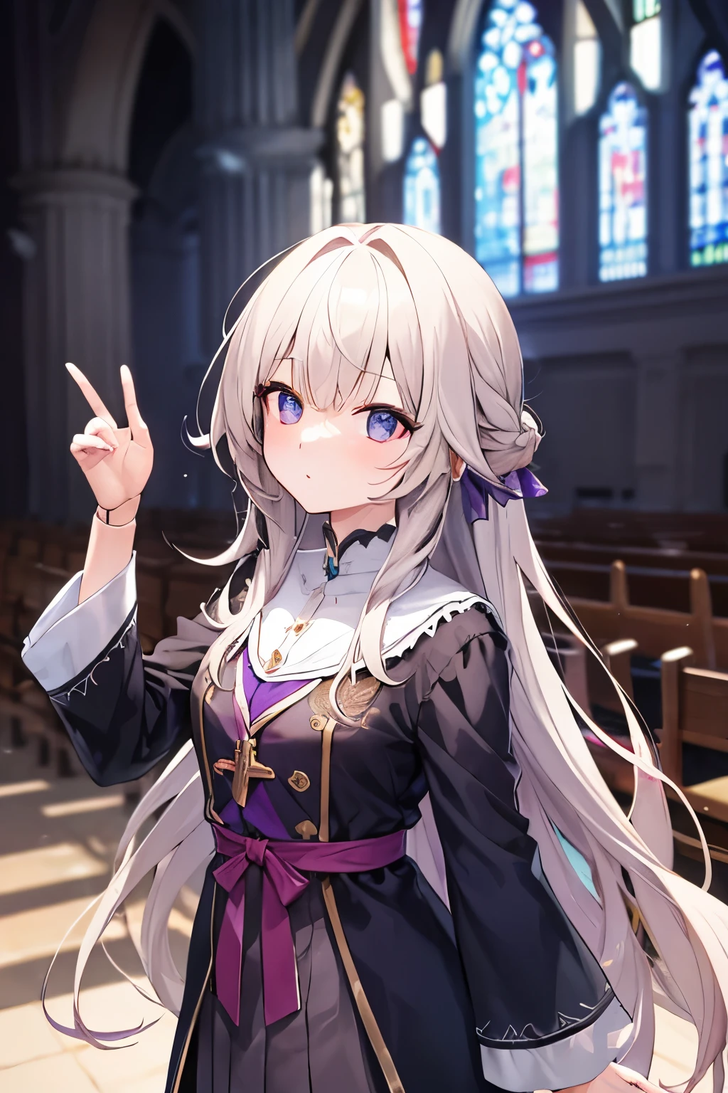 masterpiece, top-quality, 1 girl in、Students of the Magic School、short velvet robe、White Classy Shirt、Plaid pleated skirt、Red ribbons、White High Socks、Leather shoes、Height 120 cm、ar old、Light purple hair、Cute smile、beautiful countenance、beautidful eyes、Slim body、((small tits))、magic circles、full body Esbian、magic school、Fantasia、in isekai、Medieval Europe、FULL BODYSHOT、Dynamic Poses、Dynamic angles、Harry Potter、pixie、Leprechaun、altar、