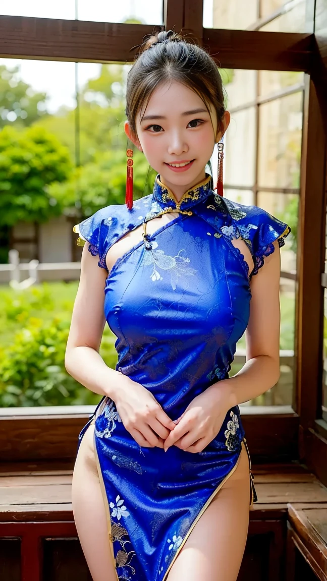 /*Quality writing*/
of the highest quality, 16 K, masutepiece, hyperdetailed face, very detailed lips, Detailed eyes, Realistic pupils,
BREAK,
/*Characters and expressions*/
Extremely beautiful girl, Asian Girl, 1 girl, Light on Face, (chinese bun hair), ((Very sweet smile)),
BREAK
/*garments*/
(((Dark blue cheongsam))), ((chinese traditional dresses)), qipao dress, one piece dress, White panty, Spread legs、Show panties,White panties,Camel toe
break
/*the pose*/
(Lift the hem of the skirt, Lift the hem of the skirt with both hands, Lift the hem of the skirt yourself), nice hand, Perfect hands
break
/*Angular posture*/
Shanghai Street, Cowboy Shot, Looking at Viewer