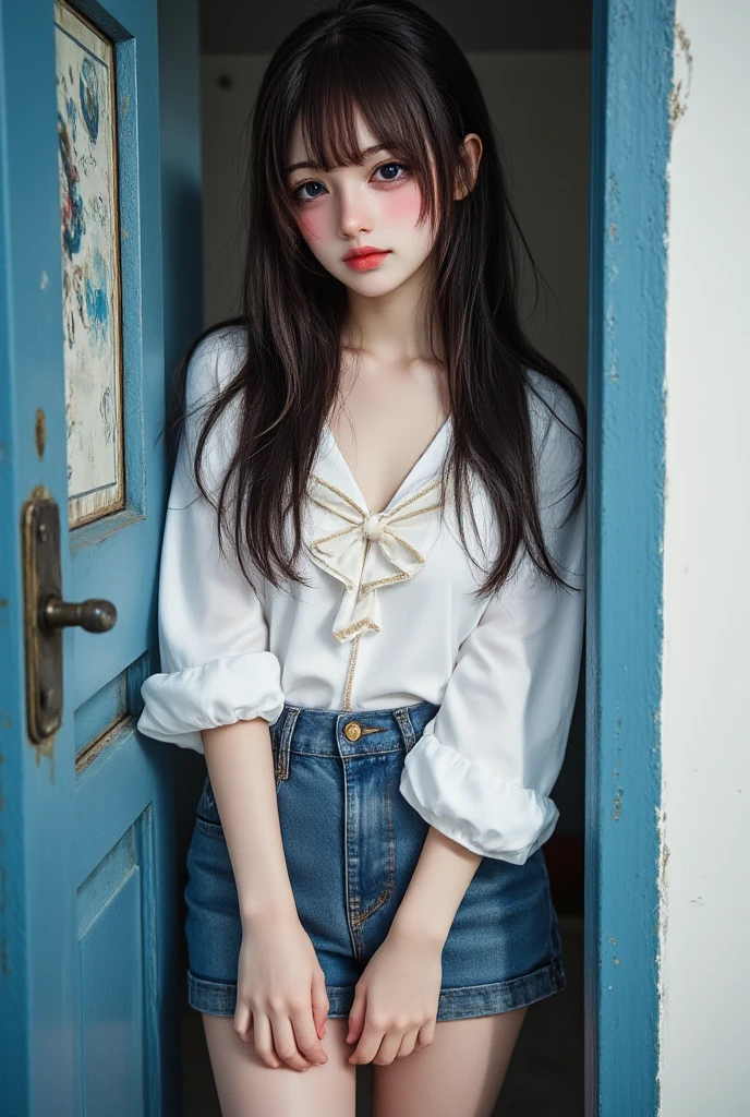 (( top quality)), ((傑 top quality、 Masterpiece、High sensitivity、 high resolution、 detailed depiction of up to the front door、 delicate face with a playful smile))Slender Woman、Glasses、Idol Cosplay、Pink Rouge、 Smile 、