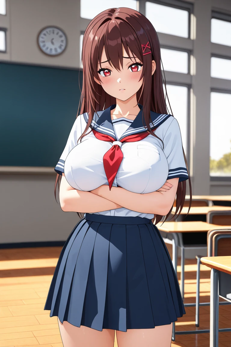 ,  3d anime style ,  with big breasts,  girl clothes, leaving school, And showing off their breasts