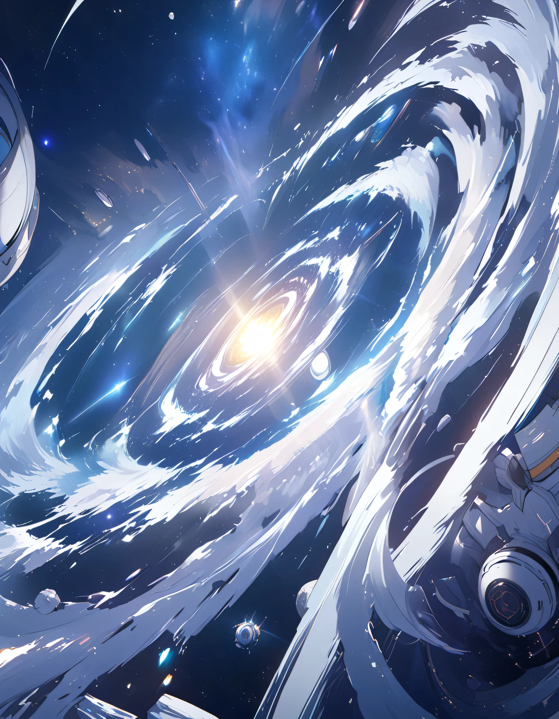 Detailed 8k Silver Technology Energy Core,Outer space background