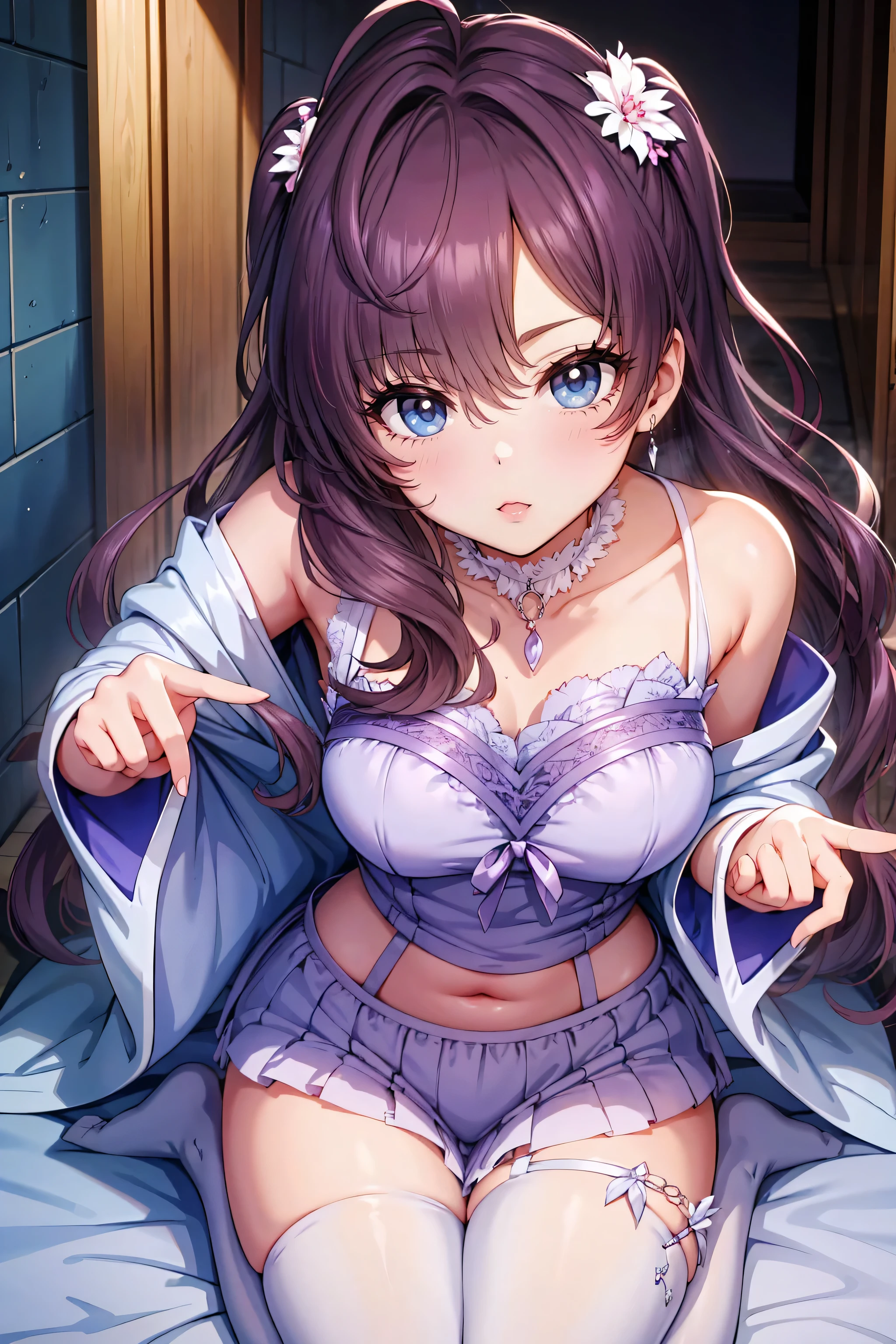 Very noble、She's erotic and cute 、paizuri、Beautiful purple hair 、Wear revealing clothing、  garter belt、 Garter Straps、 wears erotic and glamorous lace 。 Wear erotic pink open lingerie    。。。。。、   Vibrant Color Styles   、  I'll dazzle you with the best images in the best situations   .。  this is a high quality product with meticulous attention to detail  ...................。...。   Erotic Poses   。Sexy proportions。 Hang it down to cover your forehead    。   facial beauty。High quality skin texture is the best。 naughty look 。The eyes that look at me are beautiful。    pats her head with a gentle smile  。Beautiful white teeth、  G cup bust、   plump bust、Serving with a beautiful chest、Very beautiful body、this is、  She leaned forward.、Highlight your beautiful stomach and breasts ...................。、    super high resolution、   beautiful image   。   vivid details   。Delicate expression around the eyes。。。。 Top class performance Super high resolution Beautiful expression down to the smallest detail 4K high resolution 8K high resolution makes a healthy body look beautiful