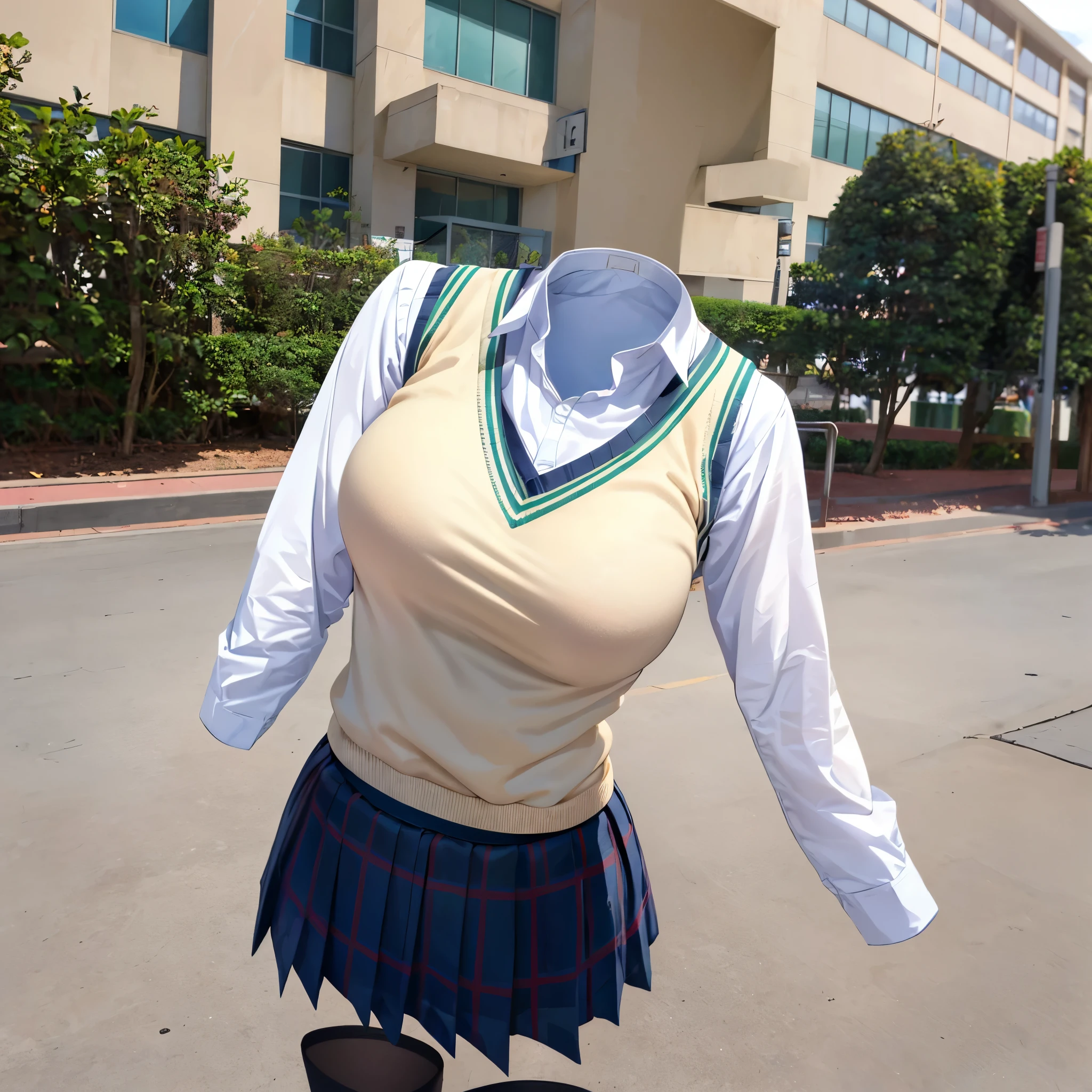 (invisible, no humans, headless, handless, legless:1.5), (cute big breast), (close-up to breasts), (masterpiece, best quality:1.2),cowboy shot,upper body,school_uniform,bowtie,green_bow,green_bowtie,skirt,short_sleeves,pleated_skirt,kneehighs,plaid_skirt,green_skirt, kibito high school uniform, school uniform, sweater vest, blazer,
(8k, RAW photo, best quality, masterpiece:1.2), (realistic, photo-realistic:1.37),photon mapping, radiosity, ((Hasselblad photography)),physically-based rendering