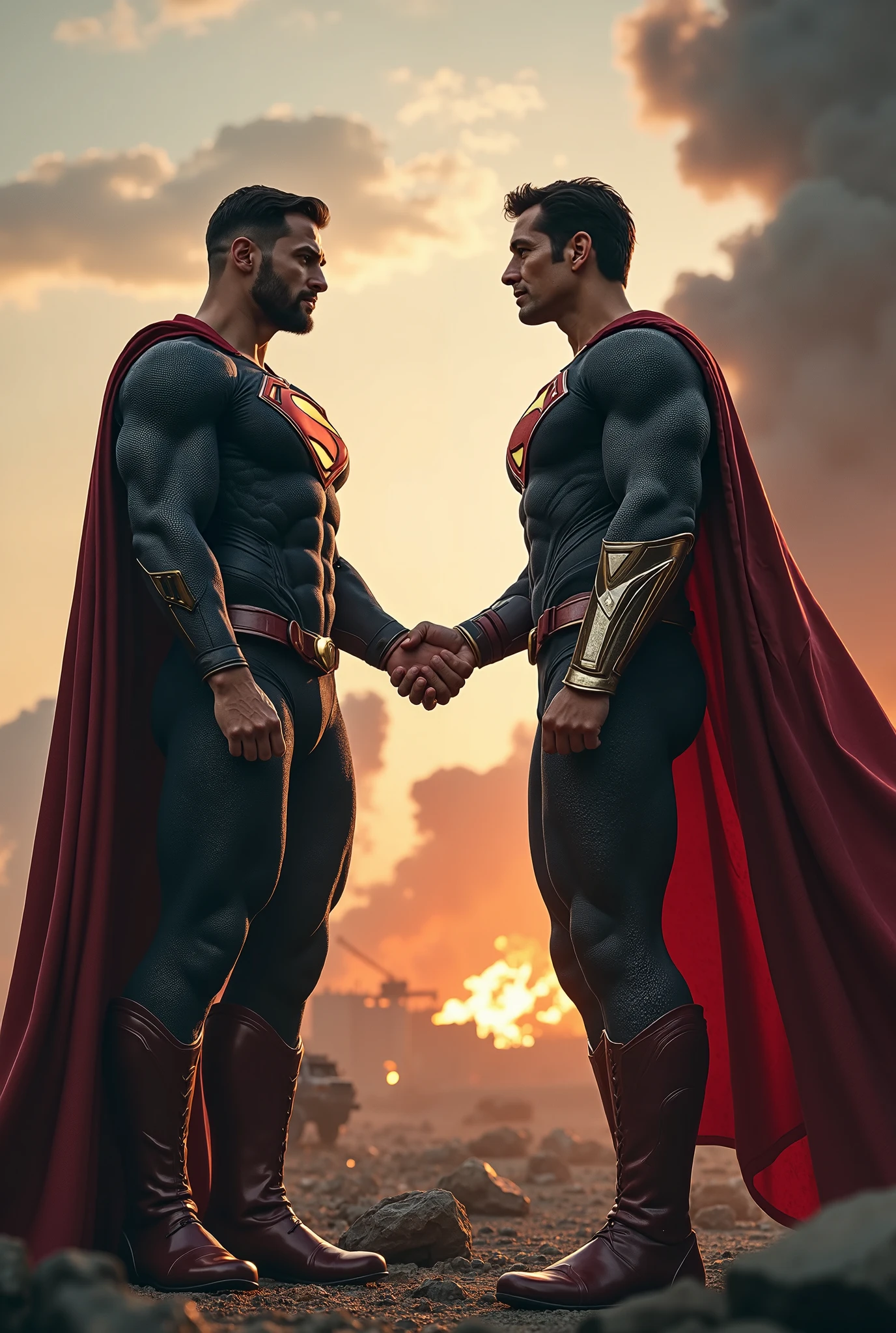 Homelander shaking hands with Superman
