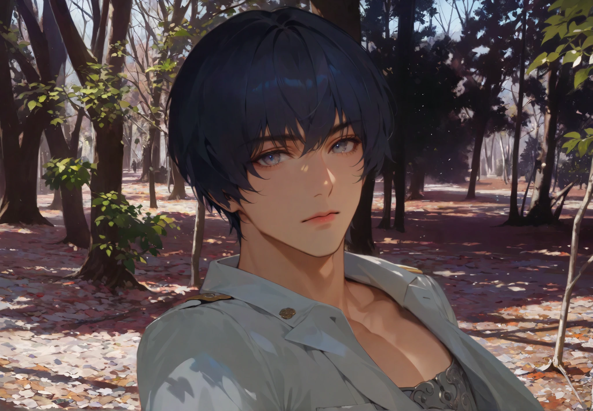 Masterpiece、 top quality、 Super Detail、 high resolution、 8k wallpapers、 perfect dynamic composition,、 beautiful detailed eyes、male、 handsome、 staring at the camera、 white military uniform