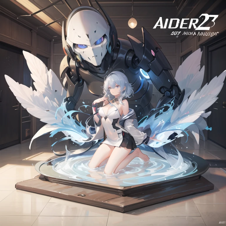 android girl(orgasm, metallic skin, Camera eyes, cyber joint), hacking, leaning back, cramping, Squirting