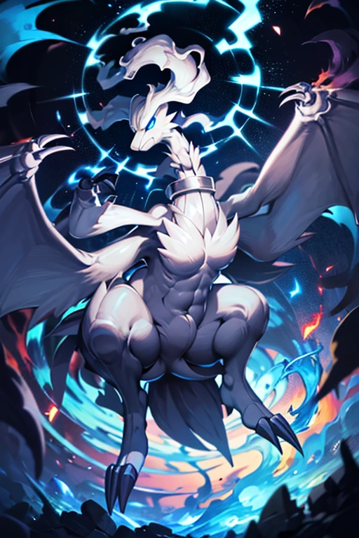 ((masterpiece,best quality)), absurdres,
<lora:Sugimori_Ken_Style_v3:0.5>,
<lora:Reshiram_Pokemon:0.8>, Reshiram,
<lora:Aura_v1:0.4>, Aura, energy, glowing,swirling energy,
blue eyes, blue fire, claws, fire, from below, grey background, no humans, simple background, glowing eyes, bokeh