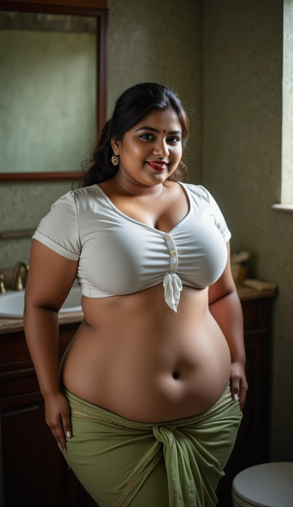 Kerala chubby actress kavya madhavan, wearing sleeveless tshirt and bra, showing cleavages, a man holding her from back
