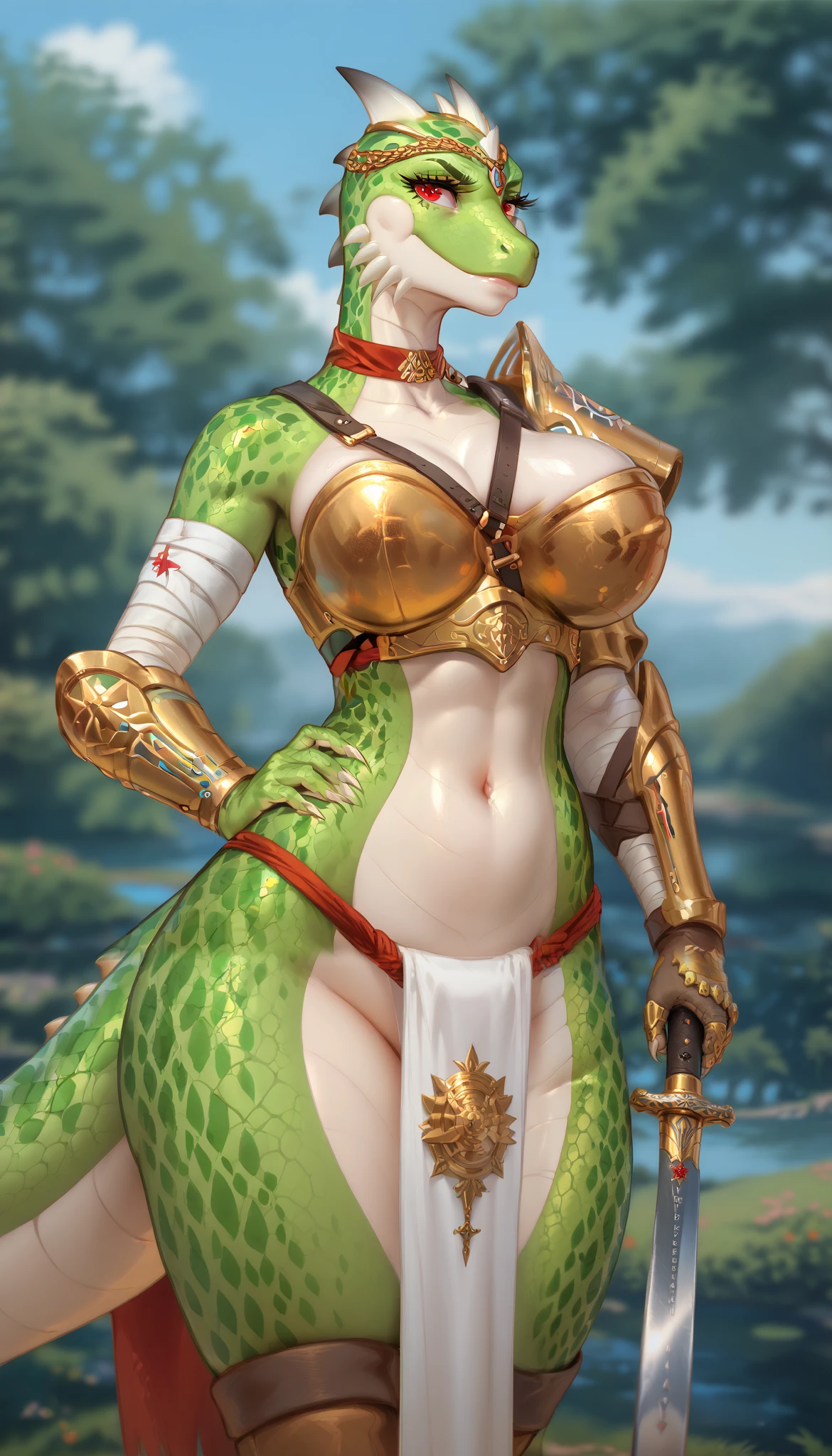 red - haired final fantasy white marble egyptian pharaoh stroking her shiny rainbow dragon, warframe armor, regal, attractive, ornate, sultry, beautiful, elize theron, pretty face, green eyes, scifi platform, 4 k, ultra realistic, epic lighting, illuminated, cinematic, black gold, art by alexandra petruk, voidstar