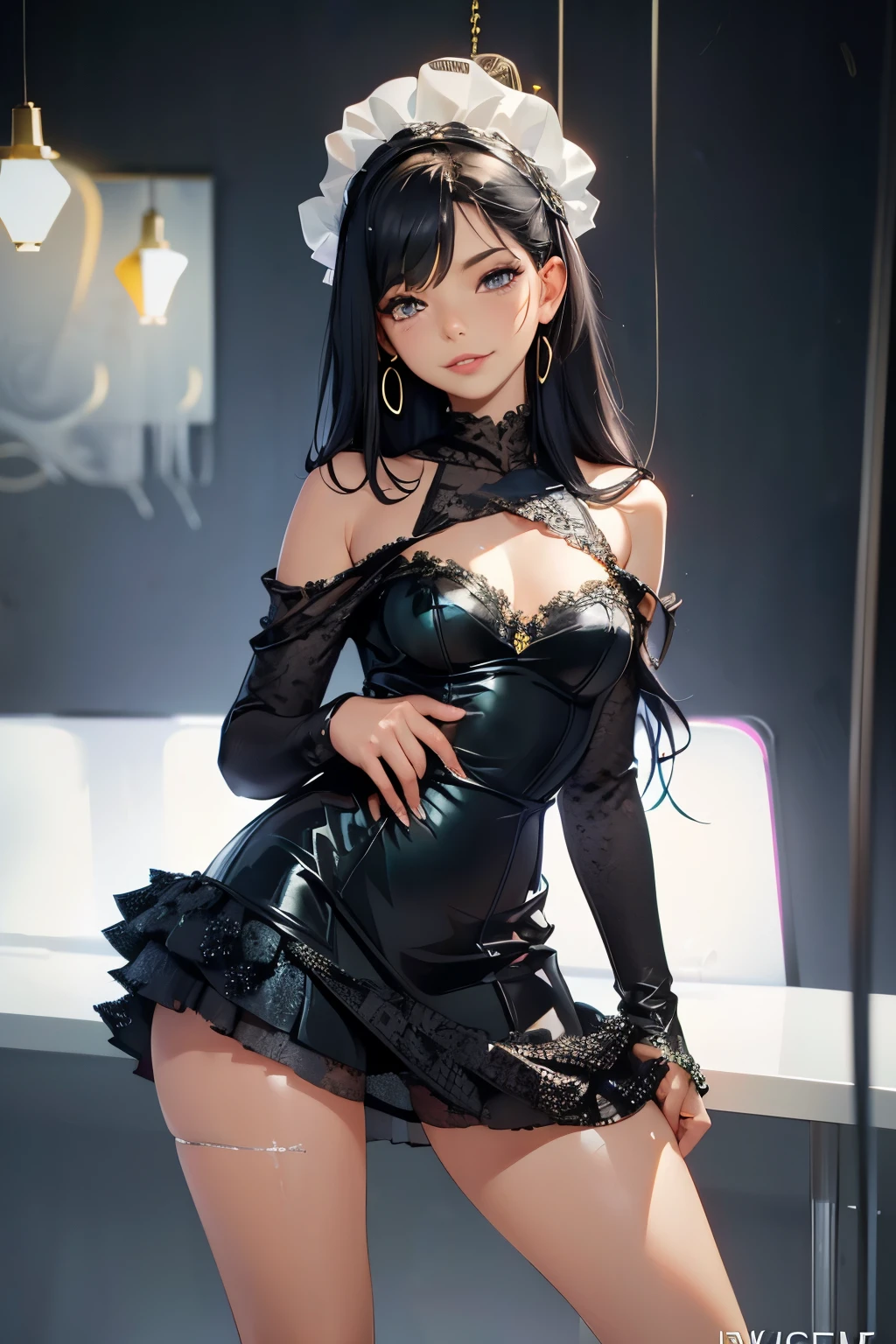 Anime girl in lingerie with sword and skirt, anime drawing of Jin Homura, pixiv, You are Khan, , seductive anime girl, anime Mo artstyle, Anime girl in a maid costume, gorgeous maid, in a dress, maid outfit, clean detailed anime art, anime style ecchi, beautiful anime