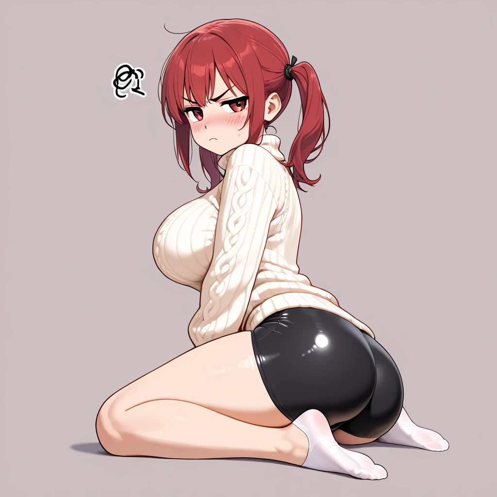 masutepiece, Best Quality, High resolution, solo, 1girl, Full body, Description Girls, detail hands, Detail fingers, Detail Face, cute face, detail legs, overdetailed art, Fine details, Huge breasts, Huge ass, steam, Sweat, bobcut, wavy hair, red hair, solo, milf, smile, leather armor, town