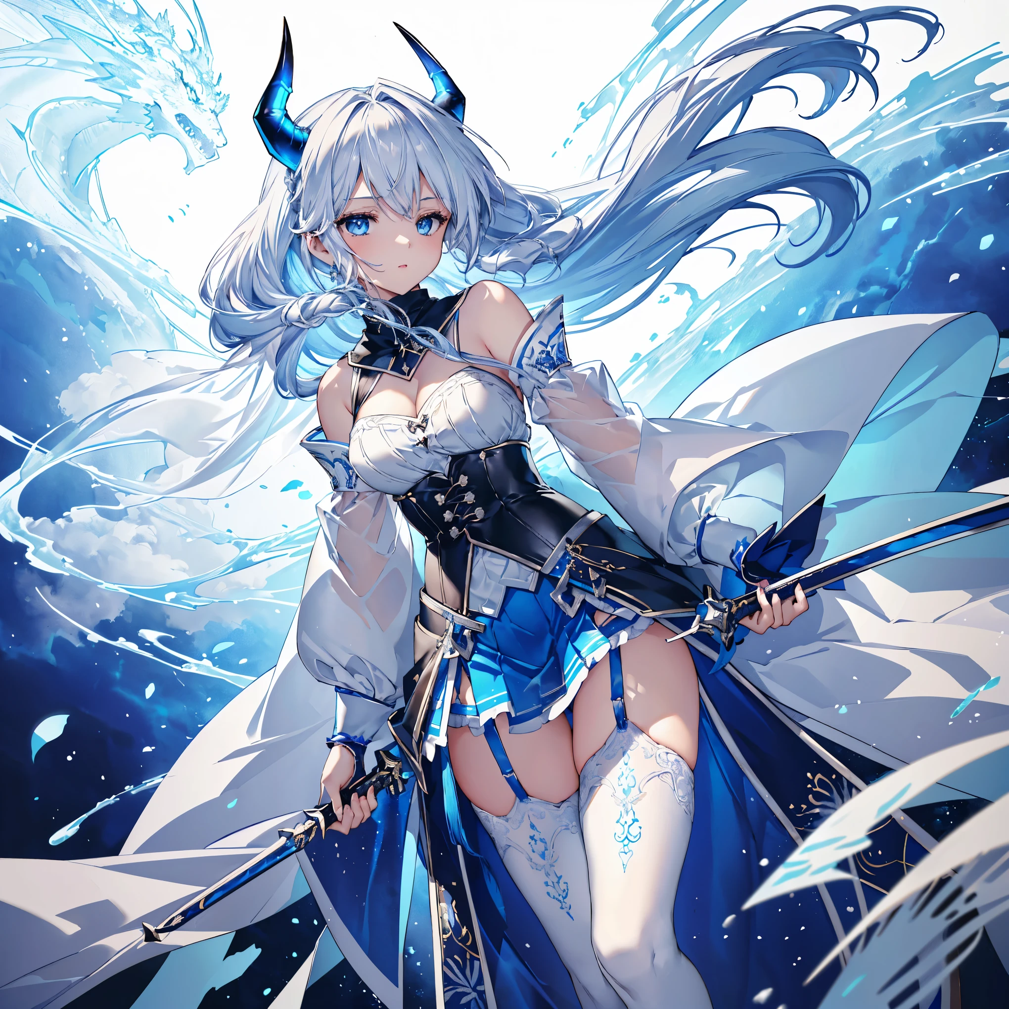anime girl with long hair and blue dress holding a sword, Keqing from Genshin Impact, genshin impact character, From Arknights, Ayaka Genshin impact, Genshin Impact style, Onmyoji detailed art, Genshin Impact, white-haired god, 《azur lane》role, A scene from the《azur lane》videogame, Best anime 4k konachan wallpaper