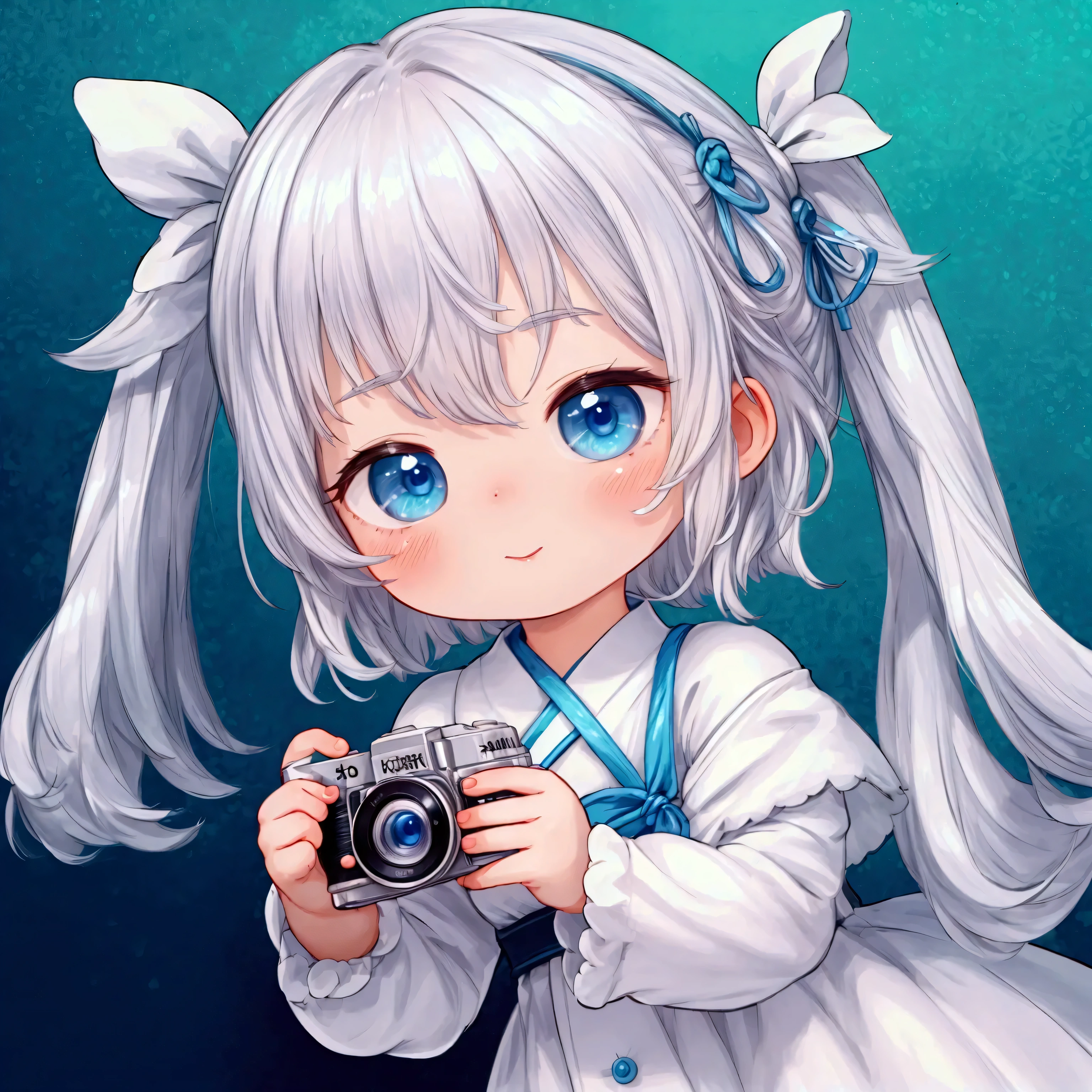 Wallpaper, high quality, master piece, 4k, high definition, clear lineart, korean webtoon style. Cute female with silver hair, and blue eyes. Cute, adorable, camera zoom on face.