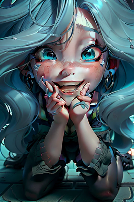 Clear Face,masterpiece,super high quality, Very detailed,Perfect drawing,Real Anime、Hmph,3d,8K,beautiful girl,One Splatoon girl,Has long brown tentacle hair、Braided Tentacle Hair、gigantic breast、Cleavage、Gray Uniform、Black Skirt, Red ribbon on uniform、((She glared at me sharply...., Looking down from above)), beautiful girl with a wonderful face, Golden Eyes、Long eyelashes, School、locker room、Human Anatomy、blush、Estrus、Wet clothes、Light blue underwear