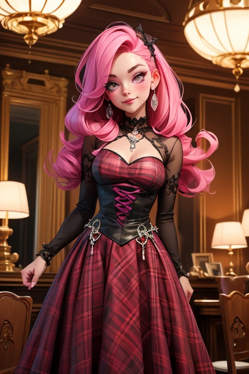 1girll，Lolita prostitute，Intricate puffy skirt，（（with long coiled hair，Maroon hair）：1.1），Colorful eyes，SakuraNS，rays of sunshine