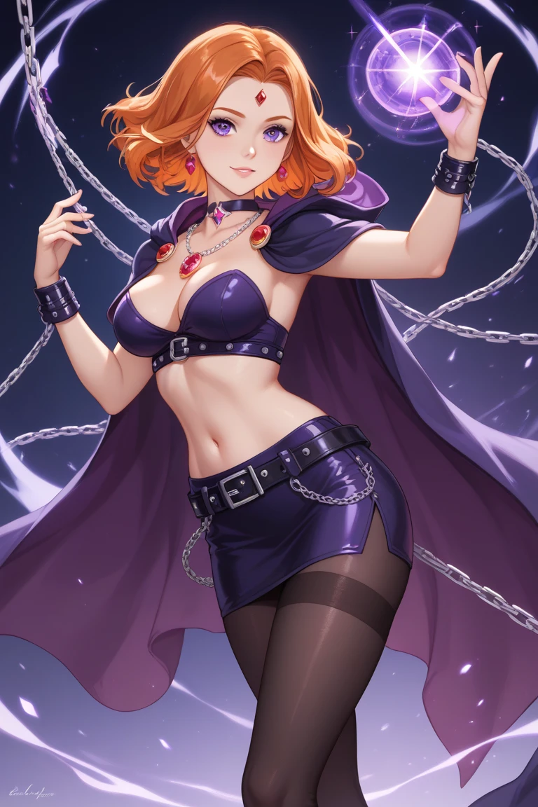 masterpiece, ultra-detailed, extra colors, 2D, megapixel, perfectionism, accent lighting, full HD , 4K, fire_emblem (style),witch (fire emblem), hentai(style), (evil witch celica_(fire_emblem) :1,7),1girl, standing, looking at viewer, can't be this cute, corruption, dark persona,(purple skin:1,5), colored skin, evil_queen, possession, bad end, smile, lips, eyelashes, pubic hair, innie , black lipstick, evil grin, big breasts, covered nipples visible through clothing, areolae, licking, piercing, voluptuous, pubic tattoo, dark aura, crotch_tattoo, collarbone, veins on body, orange hair, ((red demon eyes and black sclera)), weird hair, purple skin, purple nails, short hair, revealing clothes, cleavage, open toe shoes, thighhighs, panties, between , skin tight, black clothing, gradient background, alternate costume, curvy,Satou Kuuki art, Satou Kuuki style, Satou Kuuki illustration,