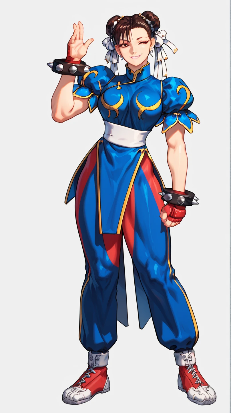 Action Figure, Chun-li(Street Fighter), Mai Shiranui(Fatal Fury) casual clothes are smiling, Full Body Big Boobs 8k resolution 2.5D detailed face