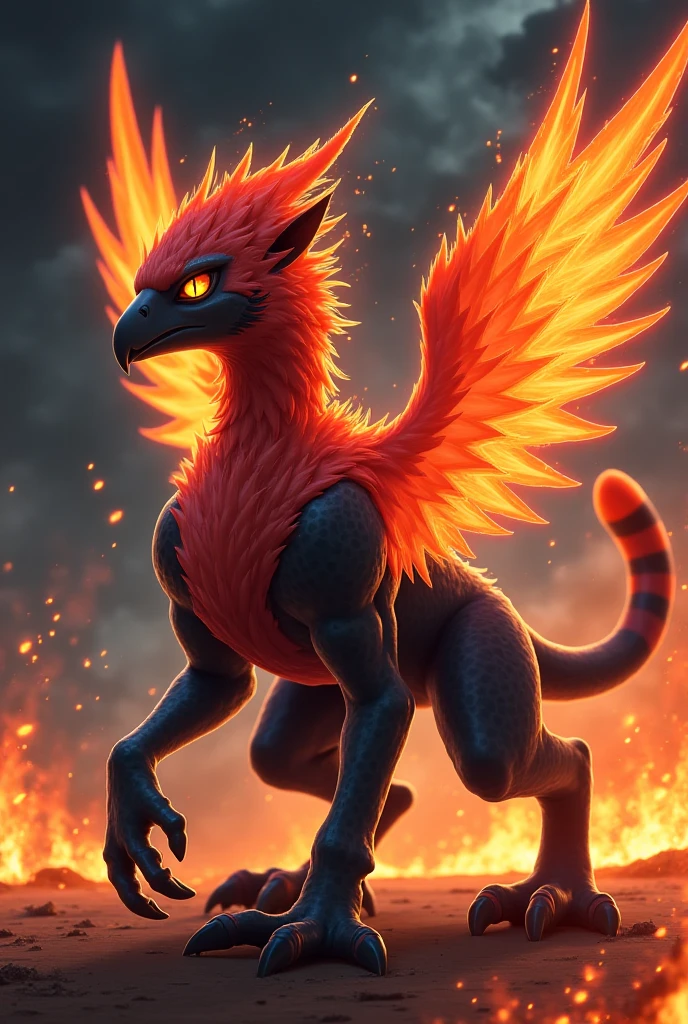 (Masterpiece, high quality, furry commission art, high resolution, detailed), (anthro male phoenix, (femboy)), (avian feet, avian legs, talons), (thick sheath, large balls, heavy hanging balls), fiery, (glow, fiery wings), (nude), solo male, 1guy, (beak), avian, (feathered wings on back), tall, long legs, (by fluff-Kevlar):0.8, lithe body, thin