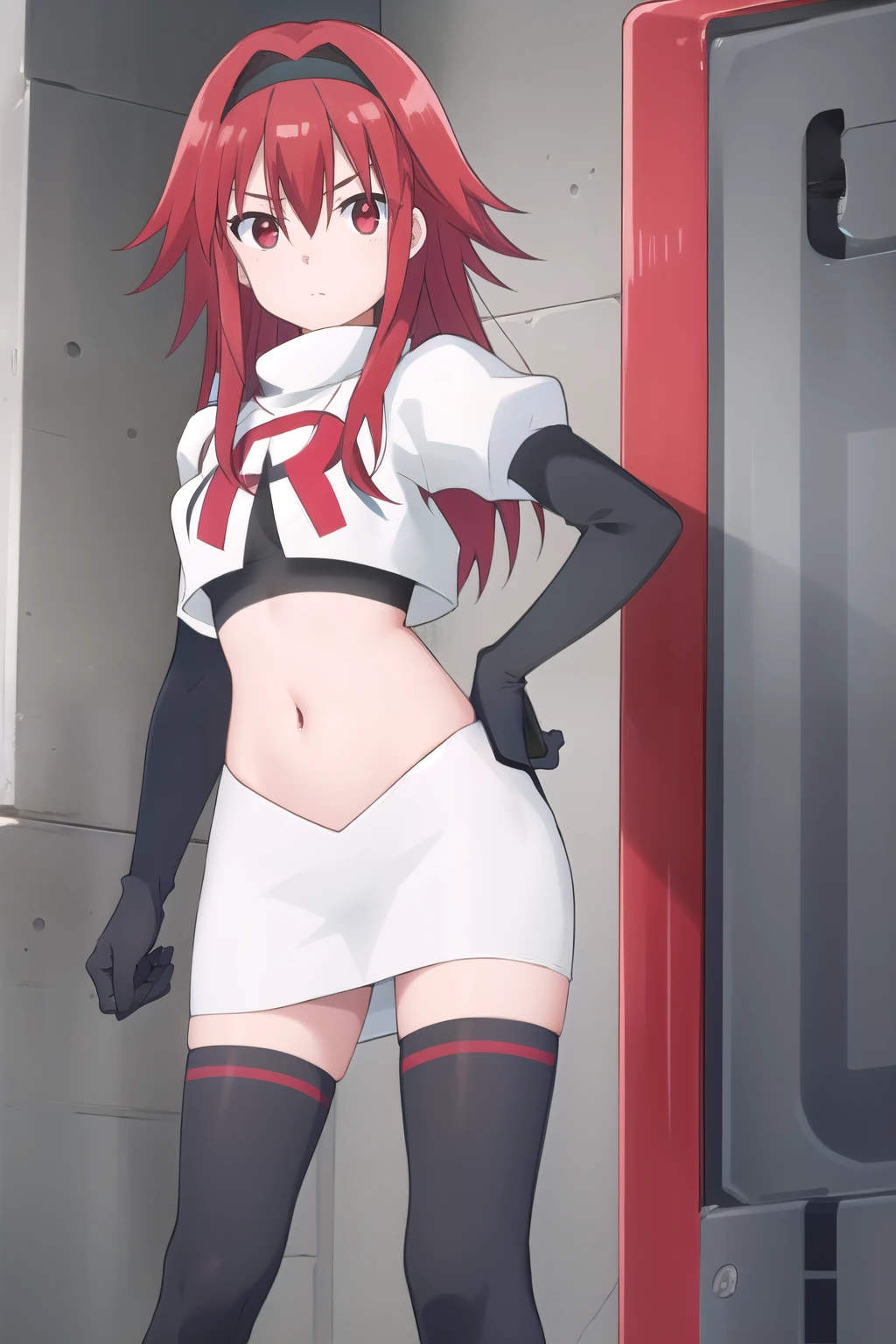 ((Best quality)), ((Masterpiece)), (Detailed), Perfect face, Red eyes, red long hair, male, Blue and red clothes, Cowboy shot, Shigiri Hyoma, ball of foot, Sports uniform, feminine, Small building, Baloch tiger, Red halo, (Detailedة, sharp details:1.3),(Masterpiece:1.3), 1 boy, Innocent expression, Skin texture, cute, (Masterpiece, Best quality, High quality, High accuracy, ultra-Detailedة:1.1), male Single, Masterpiece, Anime, Masterpiece, Full body, in the fresh air, Masterpiece, Best quality, ultra-high-Detailedة, (White and supple skin), Sophisticated appearance, Well-defined linear segment of muscle, Best quality:1.2), Looking at the scenes, He smiles, Glowing eyes, Single, beautiful Red eyes, Floating hearts, Stunning 4K art style, Cold eyes, Cool eye effects, Radiant lights, Sanpaku, 1 male, male character, long hair, holding a ball of foot, Short sleeves, Great thighs and ass, Stunning 4K style, 8k, blushing, holding rope, Fishnet upper thigh, 2 riding uniform, Hug with open arms, nurse uniform, Ripped socks, Torn upper thigh, pink and white striped thigh high socks, thigh highs, pink thigh highs, white thigh highs