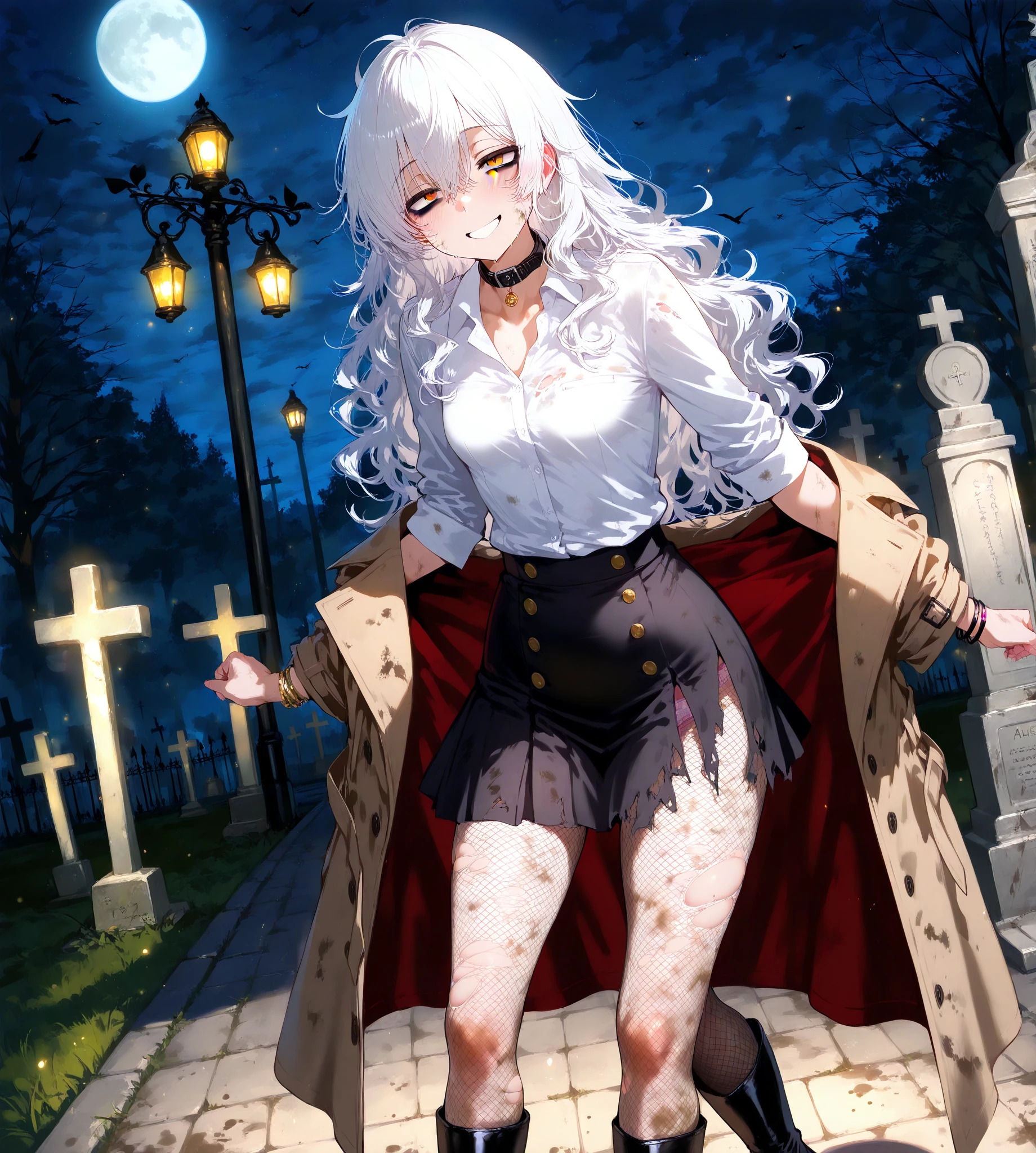 Anime. 1 girl. Baby. Lovely girl. Zombie. Gray hair. Long hair. Red eyes. Beautiful eyes. Perfect eyes. Expressive eyes. Blind eyes. Blind. Ideal face. Ideal anatomical body. Beautiful long legs. Beautiful body. Beautiful nose. 12 years old. Beautiful character design. Shiny skin. Gray skin of a dead man. Dirty light dress. Torn light dress. Slave. Slave collar. Shackles. No panties. panties. Barefoot. Urinary incontinence. She wants to pee. She needs to pee. She has a strong, desperate urge to pee. She peed herself. The girl can't stand straight. She pees standing up. Middle Ages. Fantasy. City. City cemetery. Full moon. Snot flows from the nose. Whole body. nsfw. Official art. Extremely detailed CG Unity 8k wallpaper. Ideal lighting. Ultra high resolution 4K. Super detailed 8K. A high resolution.
