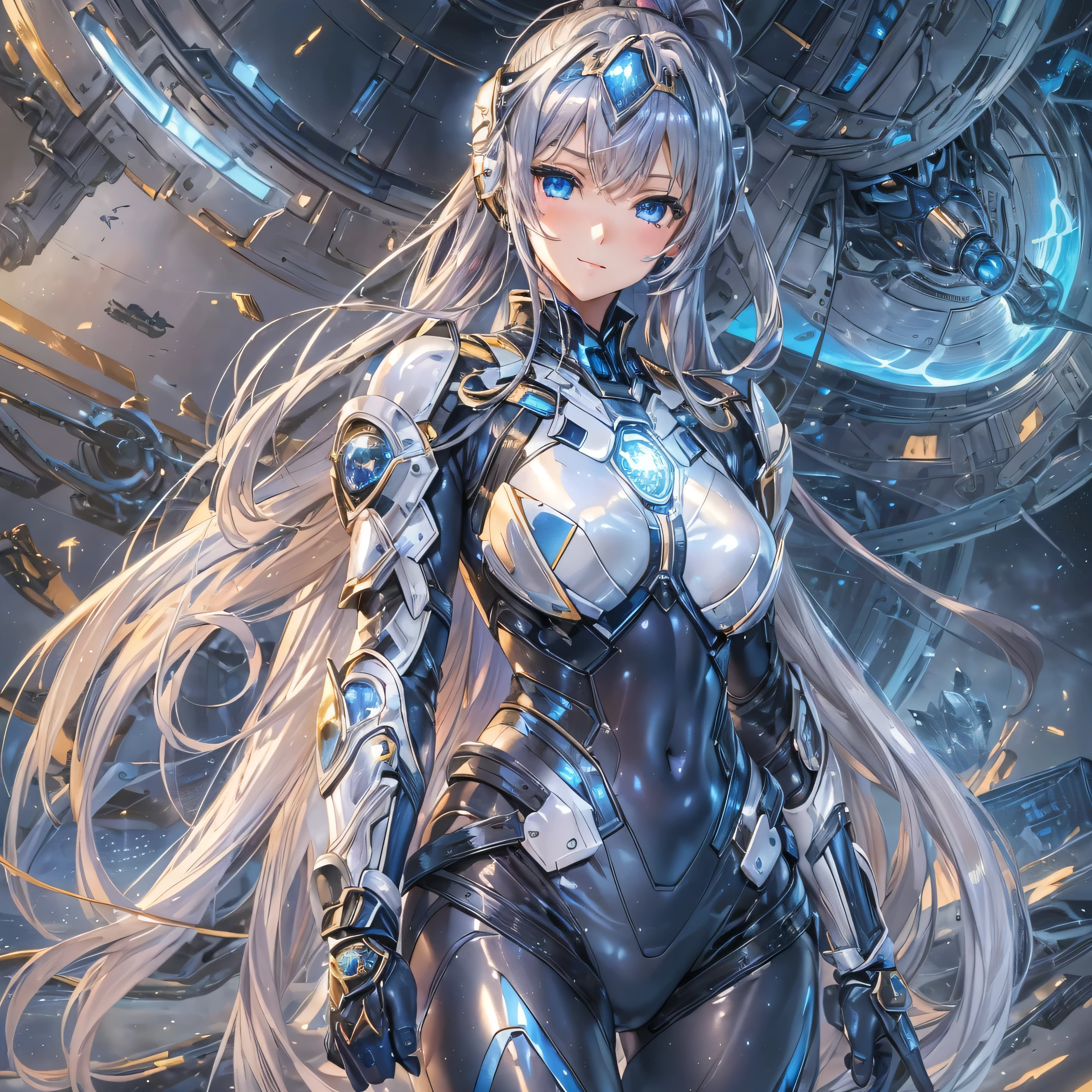 (((masterpiece))), (Highest quality), (Ultra-high resolution), (Highest quality), (Super detailed), Space War、milky way、Mecha Girl、Mecha Maiden、Golden Ratio、in focus with blurred background、bokeh photography, (soft focus):1.2, out-of-focus highlights, dreamy ambiance, glowing circles, mesmerizing depth