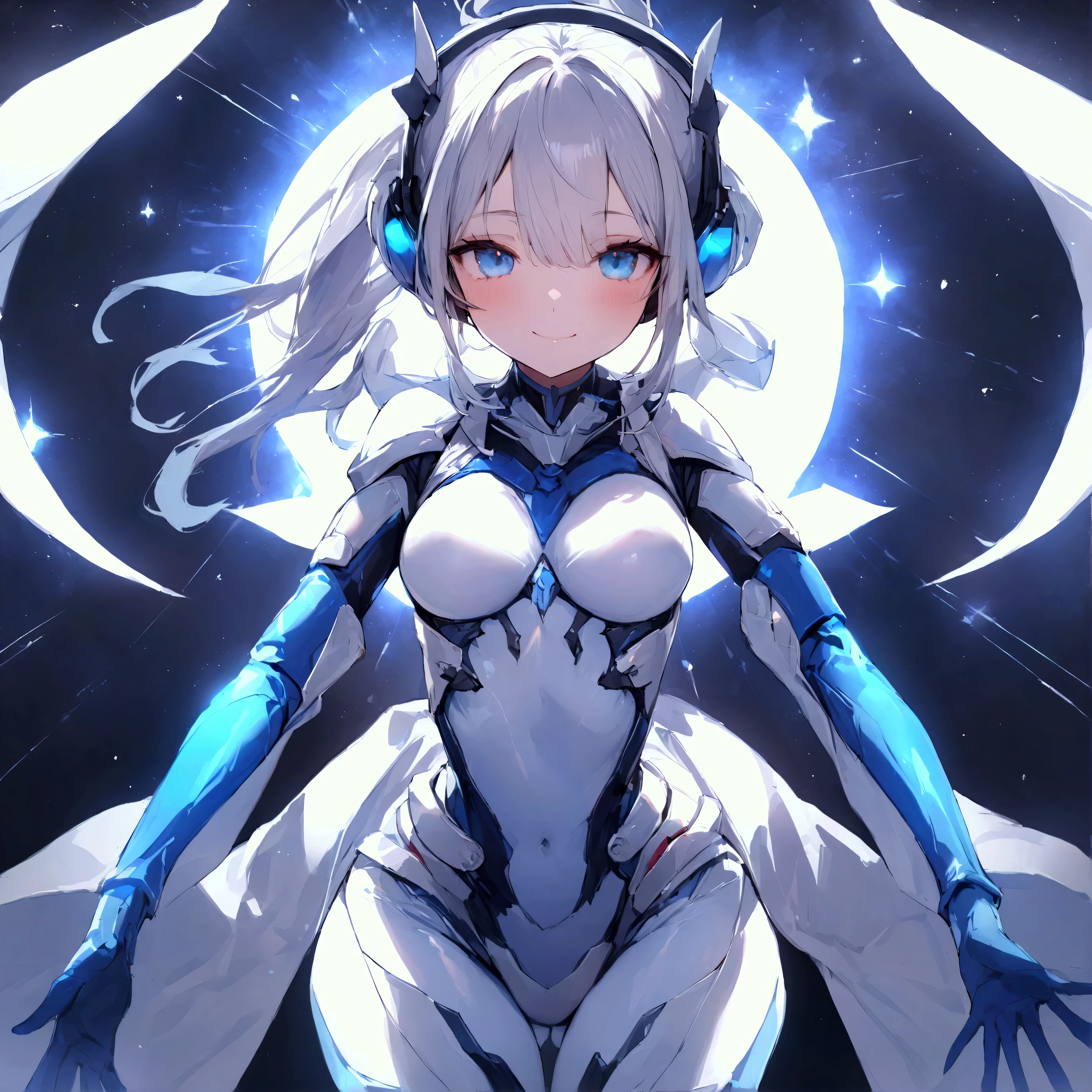 (masterpiece,best quality,ultra-detailed),1girl,smirk,(white body biblic creature),insectoid,(biblic creature body), beautiful and detailed face, detailed eyes,bob cut,silver hair,insane void, glowing eyes,(grey theme),in a dark cave,ancient temple,