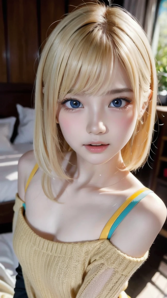 (Highly detailed CG Unity 8k wallpaper),最high quality, High resolution, (figure:0.8), (Hollow Eyes:1.6), Night Time, One girl, Blonde Hair, blue eyes, blush, Large Breasts, Expressionless, hotel, Clear skin, (masterpiece), wallpaper,high resolution,Bed with a night view,Intricate details, beautiful, sexly, erotic, Obscene, Noise Reduction,Sensual expression of lust,Seductive pose,Cute anime face,choker,high quality,No hair accessories,sexuell,Shiny Hair,Cabaret Dresses、Sex slave,Hollow Eyes、Expressionless like a doll、On all fours
