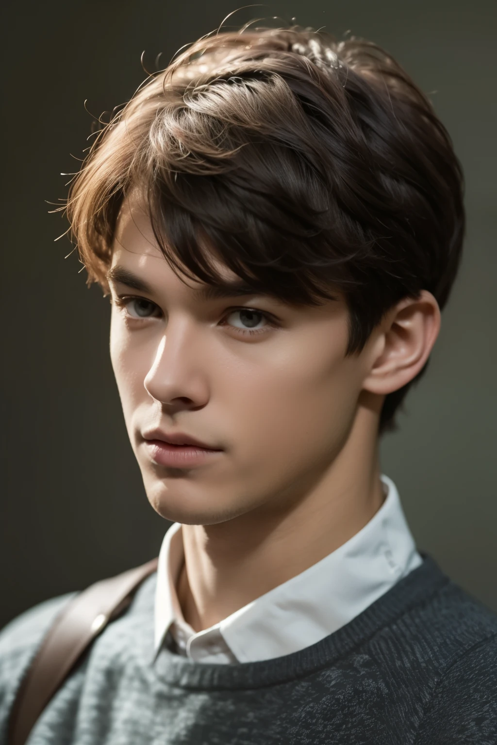 Make the image of a boy like this photo but showing a little more of his body