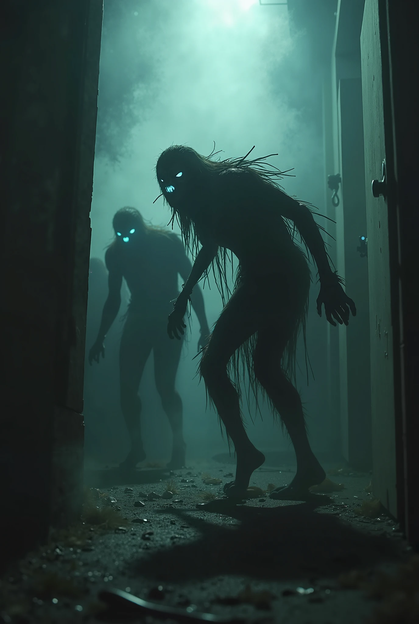 deathia, (blurry:1.5), a photo of a monster something in the dark, necromorph, silent hill, radiating dark energy aura, noseless, saint of the pit, azathoth, human torso, discord pfp, (dimmed, lowkey, night:1.3), (flashlight:1.3), <lora:deathia_yiu_v10:0.7>
