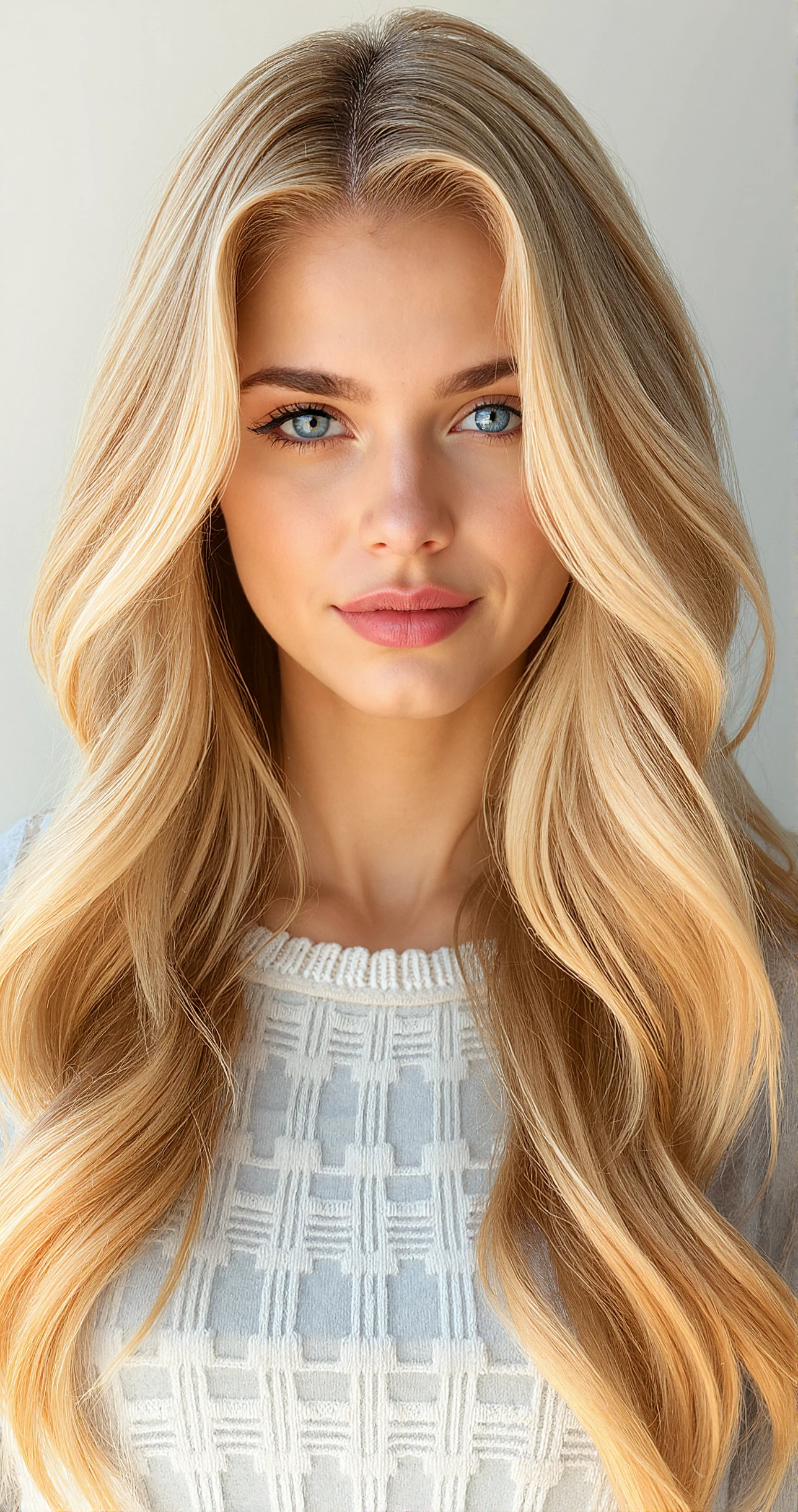arafed woman with long blonde hair and white shirt posing for a picture, brunette with dyed blonde hair, olga buzova, gorgeous lady, aleksandra waliszewska, gorgeous woman, inspired by Louisa Matthíasdóttir, beautiful blonde girl, beautiful blonde woman, beautiful nordic woman