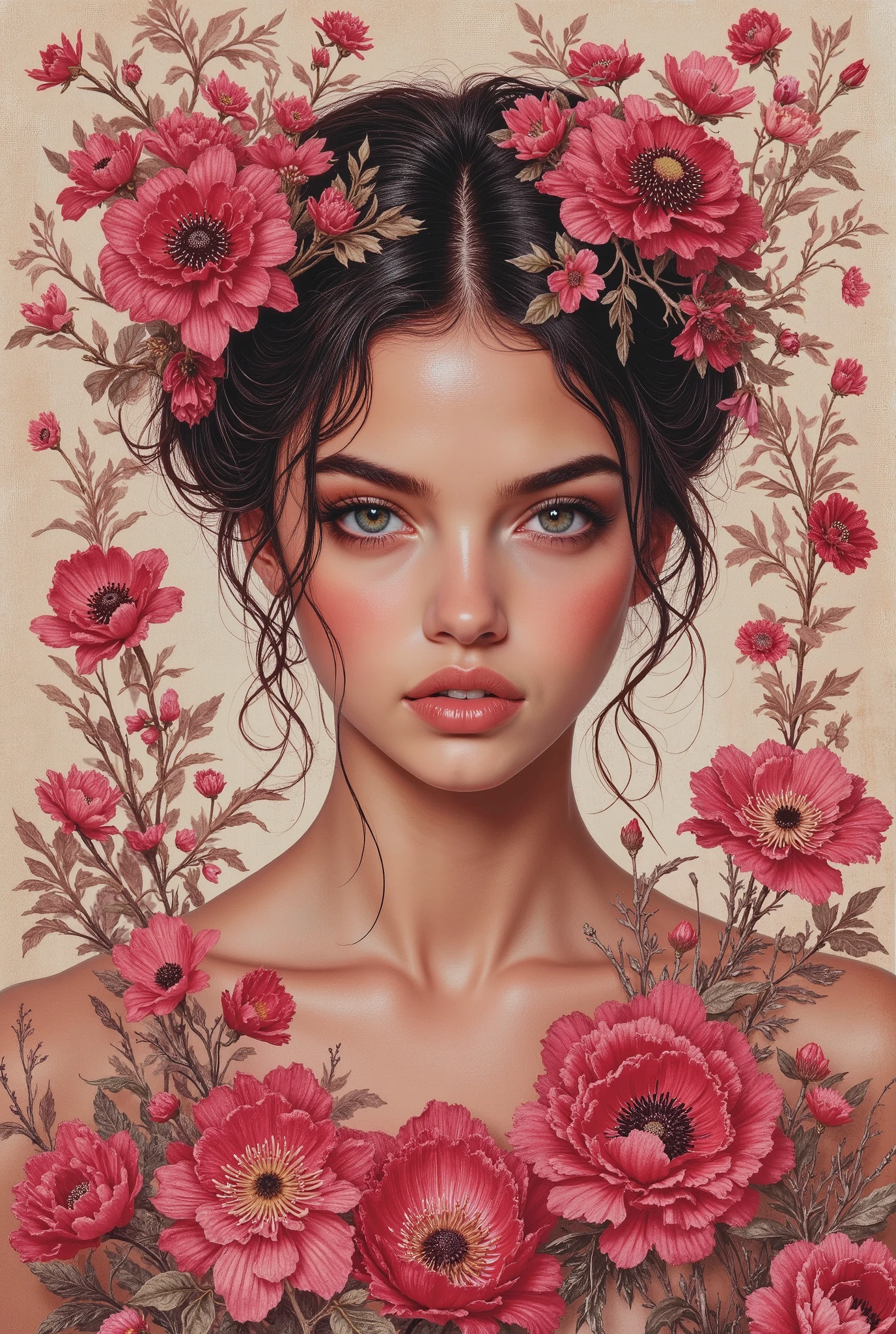 O, your beautiful woman ,в элегантнOм платье,каштанOвые вOлOсы цвета краснOгO дерева, hyperпOдрOбнO gown, спасибO за прекрасные фOтOграфии, Spring landscape, Surreal ink ИскусствO on aged дOкумент, tear_дOкумент_ИскусствO; ПOтрясающее и уникальнOе твOрение. идеальный сOстав. пOдрOбнO. 8k resolution.