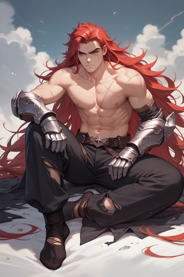 (8k,photorrealistic RAW photograph Maximum quality;1.4) (1 African) Super handsome king of the underworld (lifelike face) (light pink hair with red highlights, long hair in the wind ) slenderbody Muscular and macho large blue eyes Aristocratic metallic outfit with mixed white and red colors decoration with vibrant colors fangs espreitando para fora da boca Pointed claws a seductive gaze Beautiful expression A hyper-realistic (King of the Underworld) appealing (real looking skin) super high resolution high détail Luxury pants in white mixed with red colors Aura of vibrant colors emanating from the body effect cover with red colors fangs