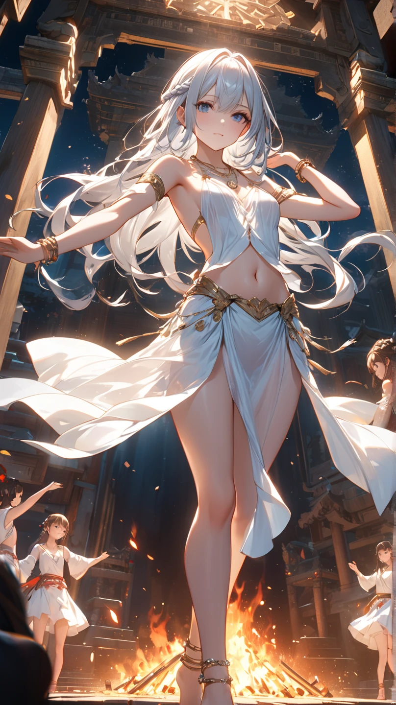 Marble statue of dancing priestess, black hair, (naked: 1.4), solid black background, spotlights, high contrast, masterpiece, highest quality, best image quality, cinematic lighting, photoreal, full body, 1 Marble statue of a young girl, front opening, spats (see-through lingerie:1.3), (blushed:1.0), look of contempt,living statue, exposed small breasts, visible pubic hair, view from below, floating antique clock, lamps and lanterns, temple with greek columns, ocean in the distance, dark stormy sky, 1 beautiful caucasian girl carved in marble, fantasy and mystery, fog, 1 beautiful girl in the foreground,golden eyes, golden and silver hair, very long golden and silver hair, crimson lips, marble skin with reflections, statue, sexy pose, provocative pose, full body,Reloj antiguo flotante, Antique lamp, salpicar,pose seductora, Pubic Hair Visible, senos visibles,Marble statue of dancing priestess, black hair, (naked: 1.4), solid black background, spotlights, high contrast, masterpiece, highest quality, best image quality, cinematic lighting, photoreal