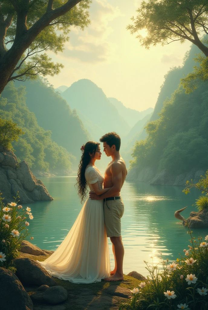 Highly detailed 8k Unity CG wallpaper, very delicate and beautiful, Shocking, fine, official art, absurdes, very absurdes, very detail, Handsome Indonesian guy with beautiful Indonesian woman fighting