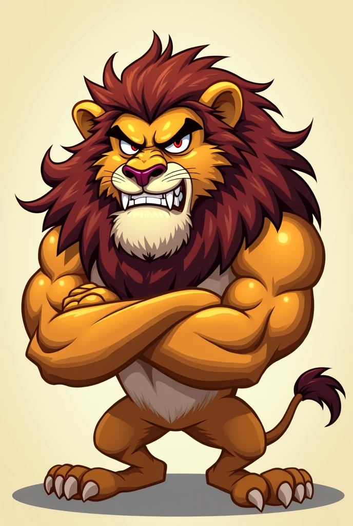 A 2D lion roaring on two paws in png