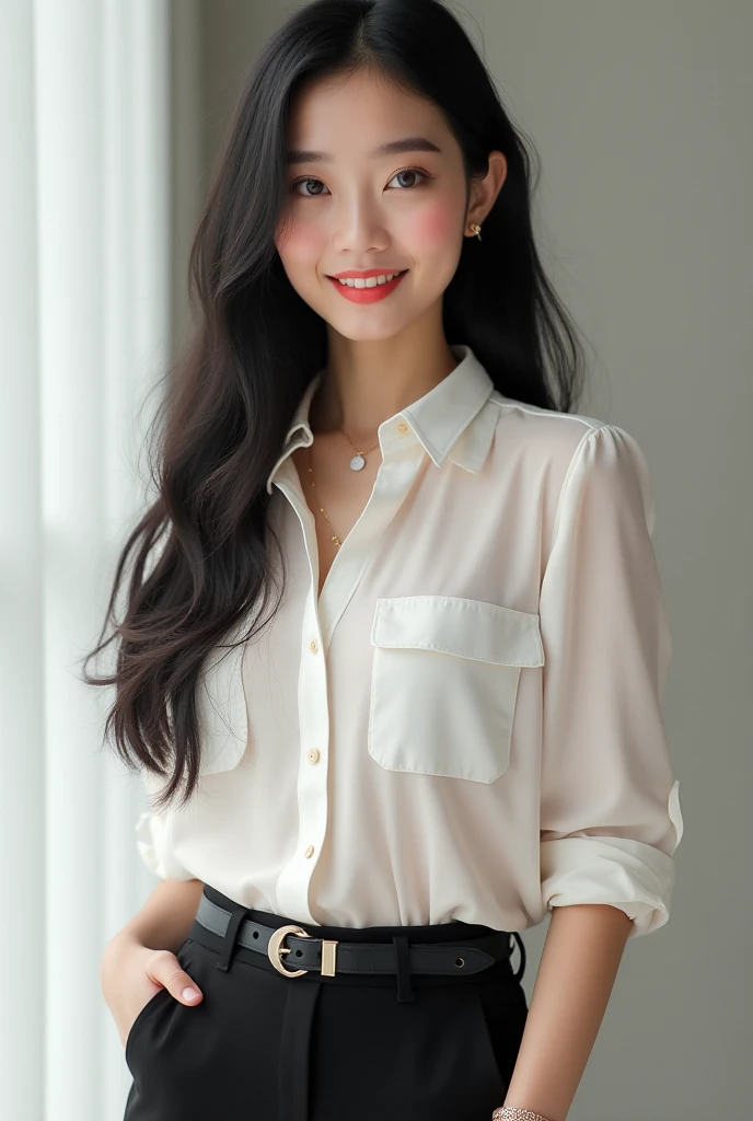 A youthful blouse that is not so low-cut that it has a bias